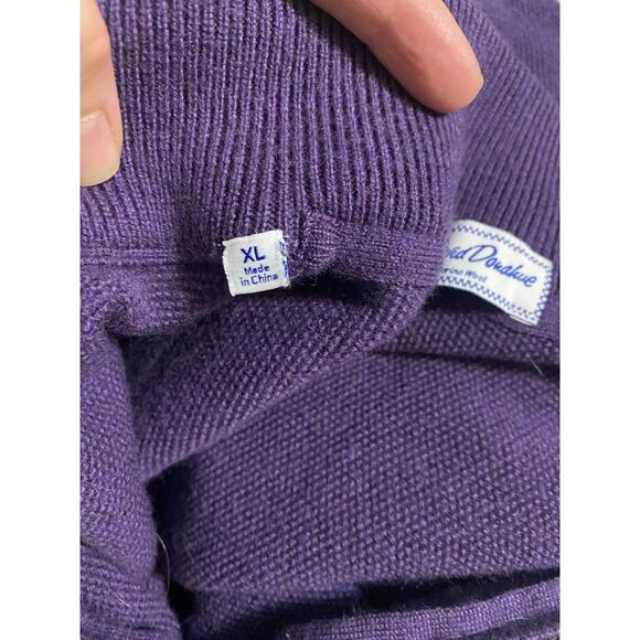 David Donahue Sweater Mens Size XL Purple Merino Wool Zip Popover Office Church - Picture 6 of 11
